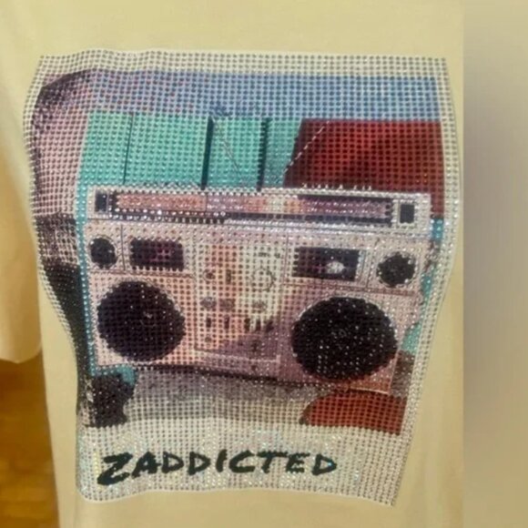 Zadig & Voltaire Tommer Beaded Zaddicted Top Womens Large Yellow Cotton T-Shirt - Picture 4 of 8